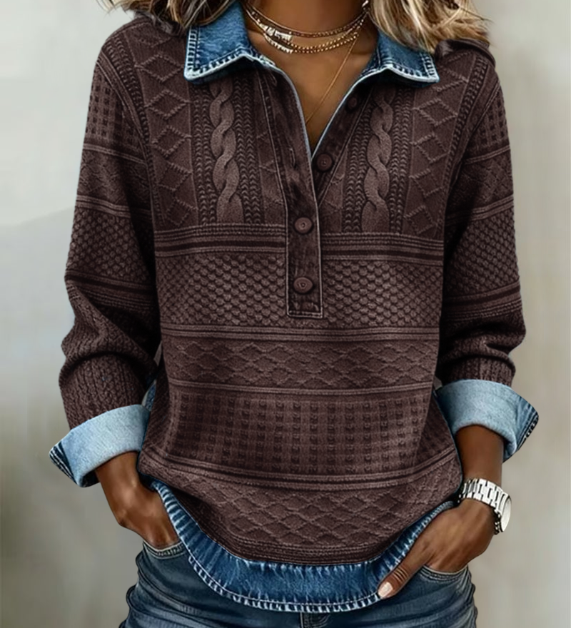 Hemd mit Denim-Effekt und Stricktextur – Produktansicht 4