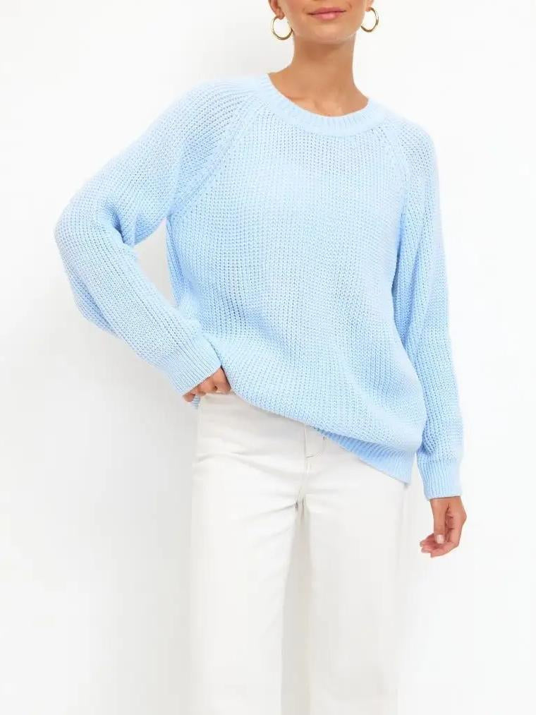 Unifarbener Grobstrick-Pullover in bequemer Passform – Produktansicht 11