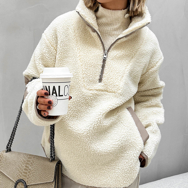 Weicher Fleece-Pullover mit Umlegekragen – Produktansicht 2