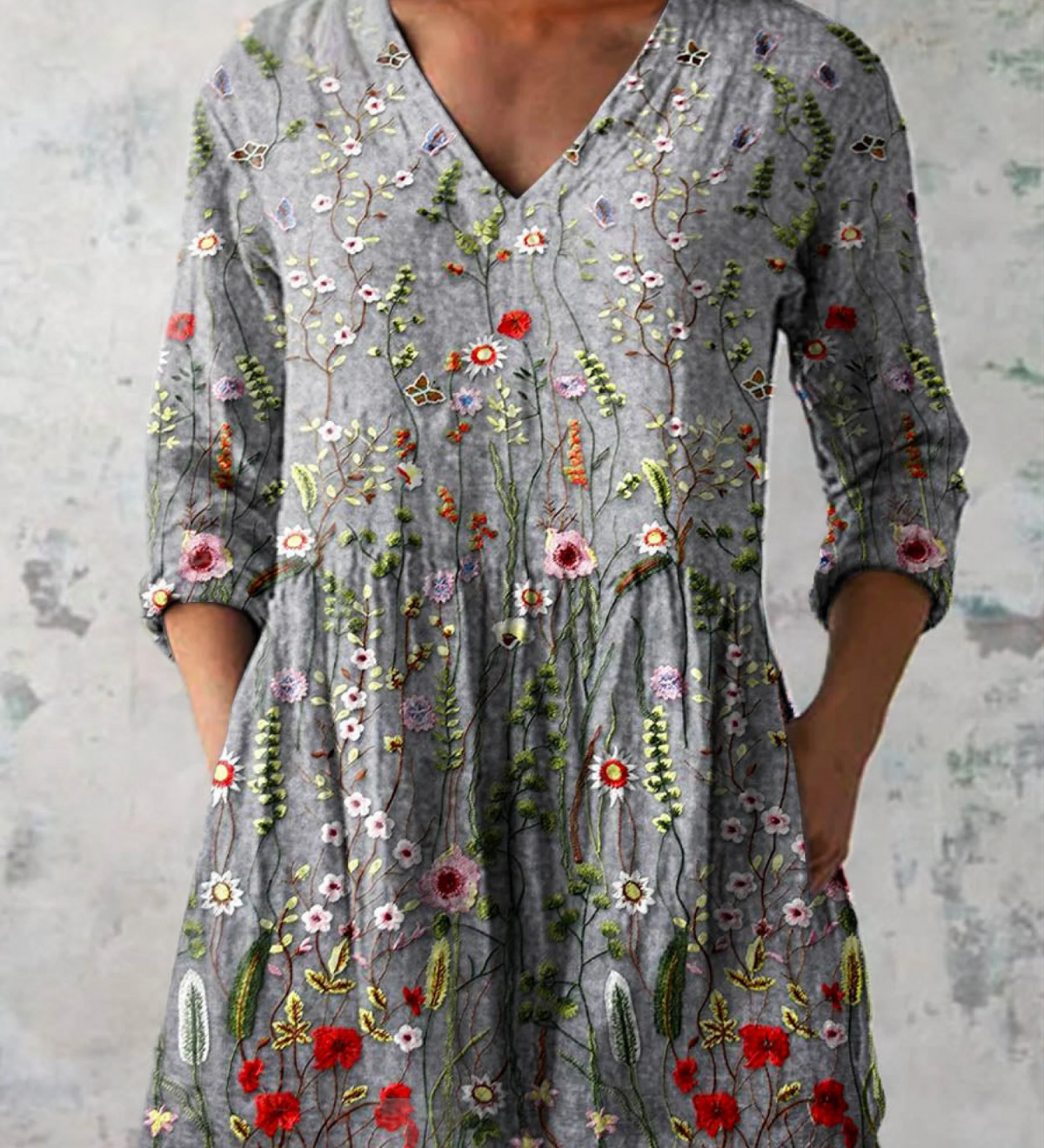 Lange Bluse mit ausdrucksstarkem Musterdruck – Produktansicht 2