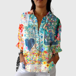 Farbenfrohe, leichte Druckbluse mit Blumenmuster – Produktansicht 1