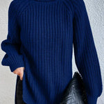 Rollkragenpullover mit Raglanärmeln und Saumschlitz – Produktansicht 11