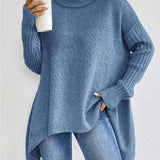 Lässiger Rollkragenpullover mit asymmetrischem Saum – Produktansicht 12