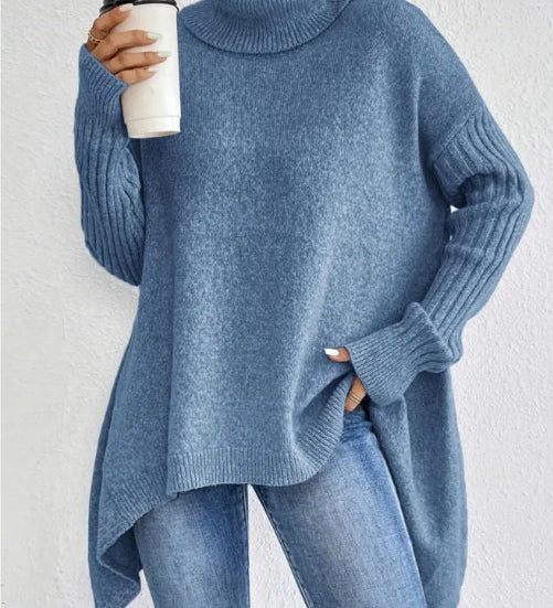 Lässiger Rollkragenpullover mit asymmetrischem Saum – Produktansicht 12