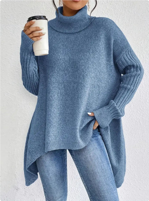 Lässiger Rollkragenpullover mit asymmetrischem Saum – Produktansicht 12