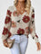 Moderner Pullover mit V-Ausschnitt und Blumenstrick – Produktansicht 5