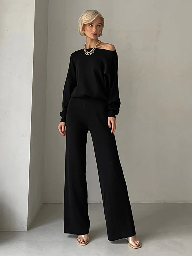 Elegantes Set aus Oberteil und Hose im schulterfreien Schnitt – Produktansicht 10