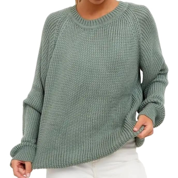 Unifarbener Grobstrick-Pullover in bequemer Passform – Produktansicht 5