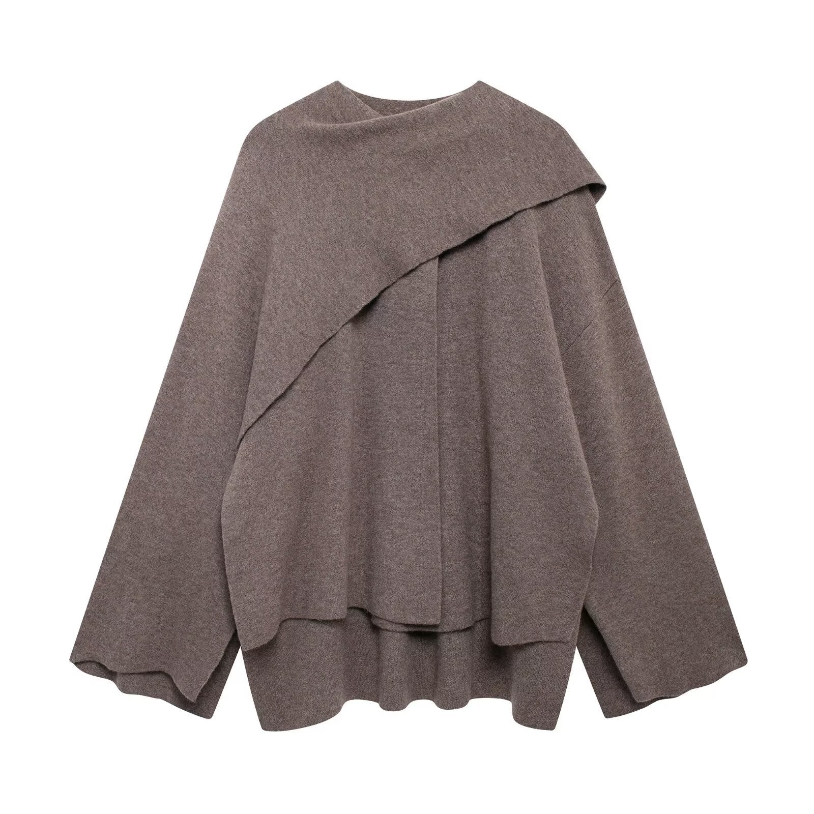 Asymmetrischer Oversize-Strickmantel – Produktansicht 8