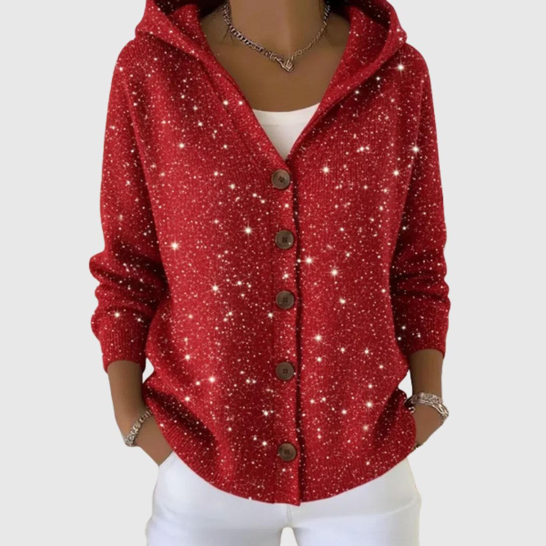Bequemer Strick-Cardigan mit Kapuze – Produktansicht 1