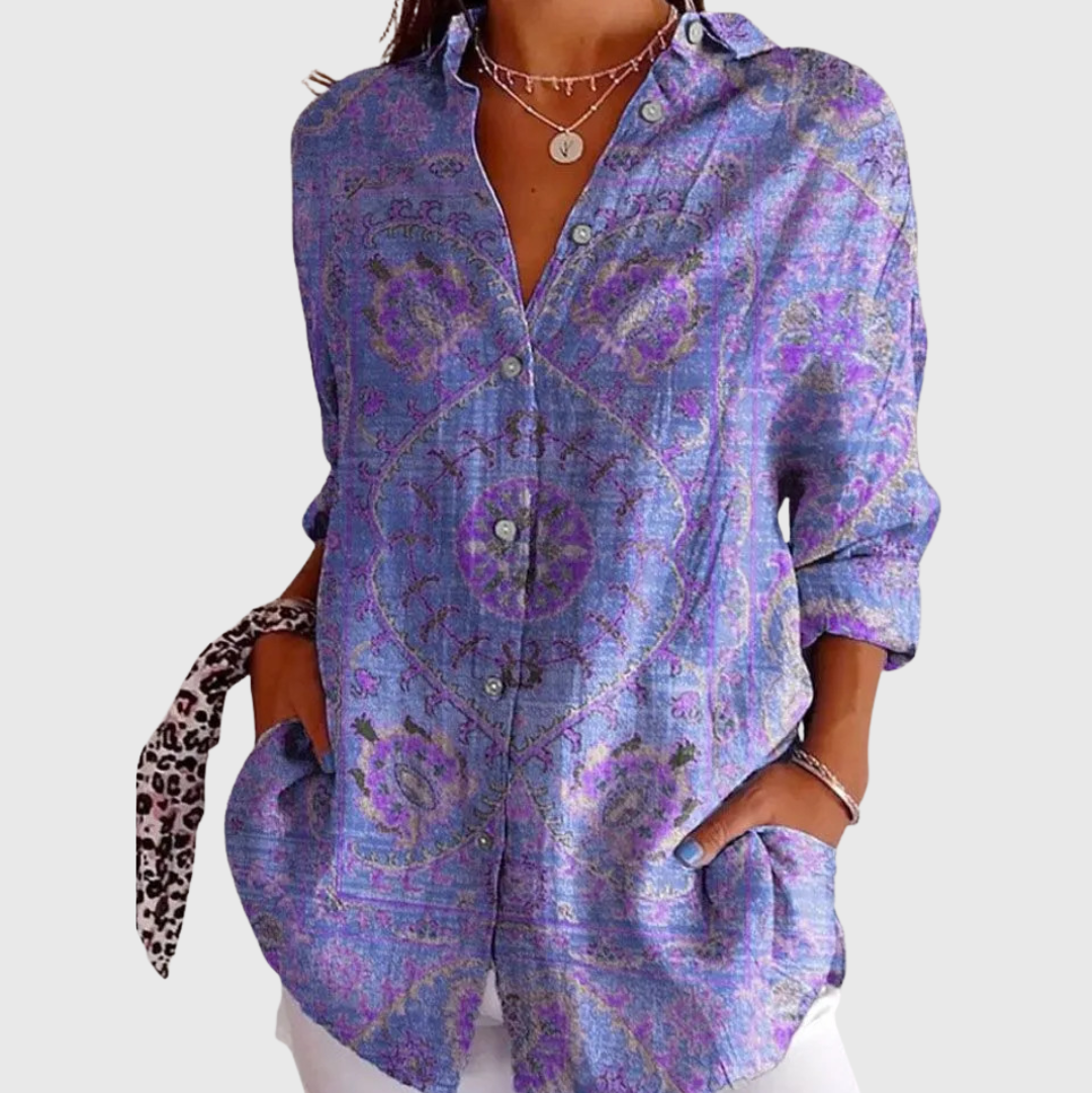 Bequeme, farbenfrohe Druckbluse mit Blumenmuster – Produktansicht 1