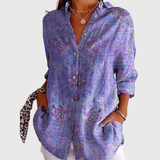 Bequeme, farbenfrohe Druckbluse mit Blumenmuster – Produktansicht 1