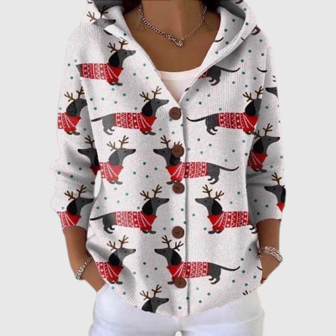 Bequemer Strickcardigan mit Kapuze – Produktansicht 2
