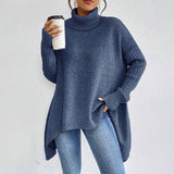 Lässiger Rollkragenpullover mit asymmetrischem Saum – Produktansicht 13