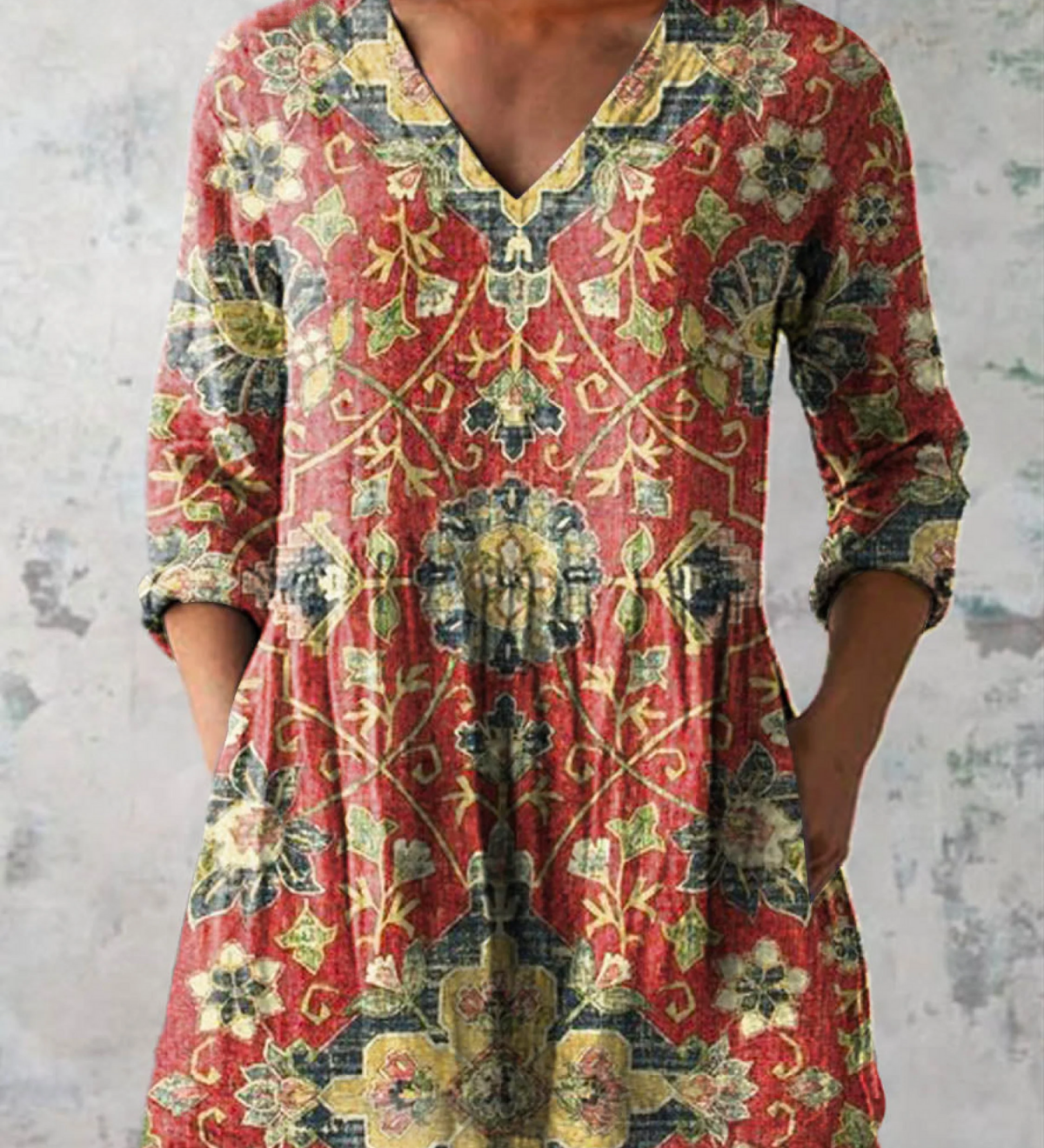 Lange Bluse mit ausdrucksstarkem Musterdruck – Produktansicht 2