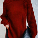 Rollkragenpullover mit Raglanärmeln und Saumschlitz – Produktansicht 3
