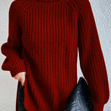 Rollkragenpullover mit Raglanärmeln und Saumschlitz – Produktansicht 3
