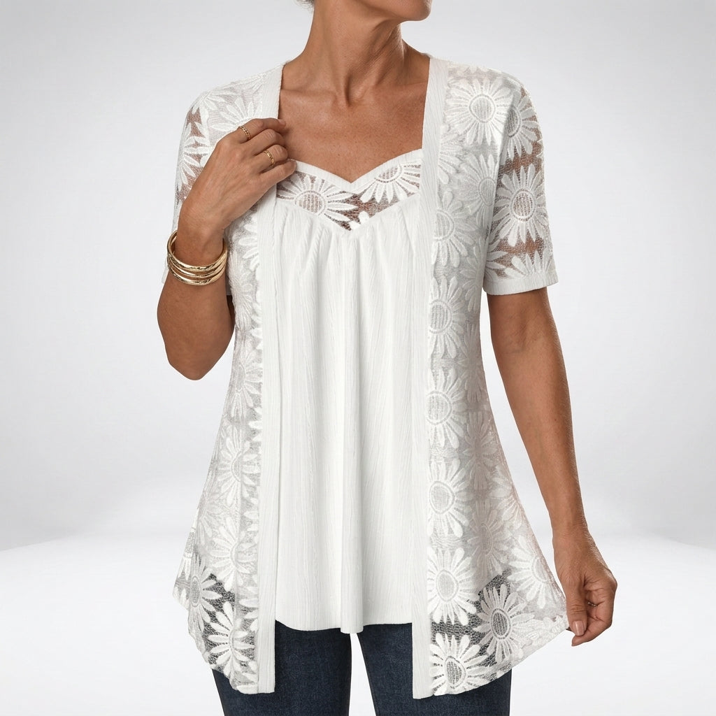 Bluse mit Spitze und quadratischem Ausschnitt – Produktansicht 12