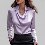 Drapierte Satinbluse mit langen Ärmeln – Produktansicht 8