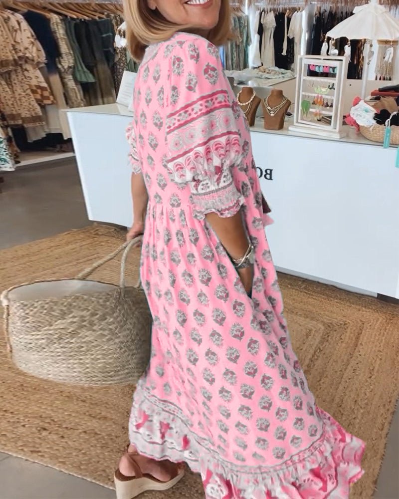 Midikleid mit floralen Mustern und V-Ausschnitt – Produktansicht 12