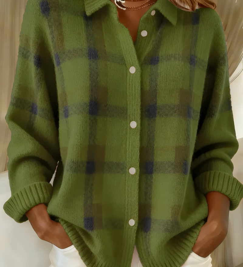 Weicher Cardigan mit elegantem Karomuster – Produktansicht 7