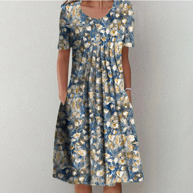 Elegantes Blumenkleid mit praktischen Taschen – Produktansicht 3