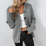 Lässige Kapuzen-Strickjacke mit Knopfleiste – Produktansicht 3