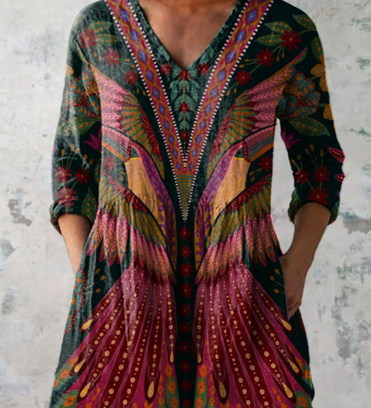 Longbluse mit lebendigem Musterspiel – Produktansicht 2