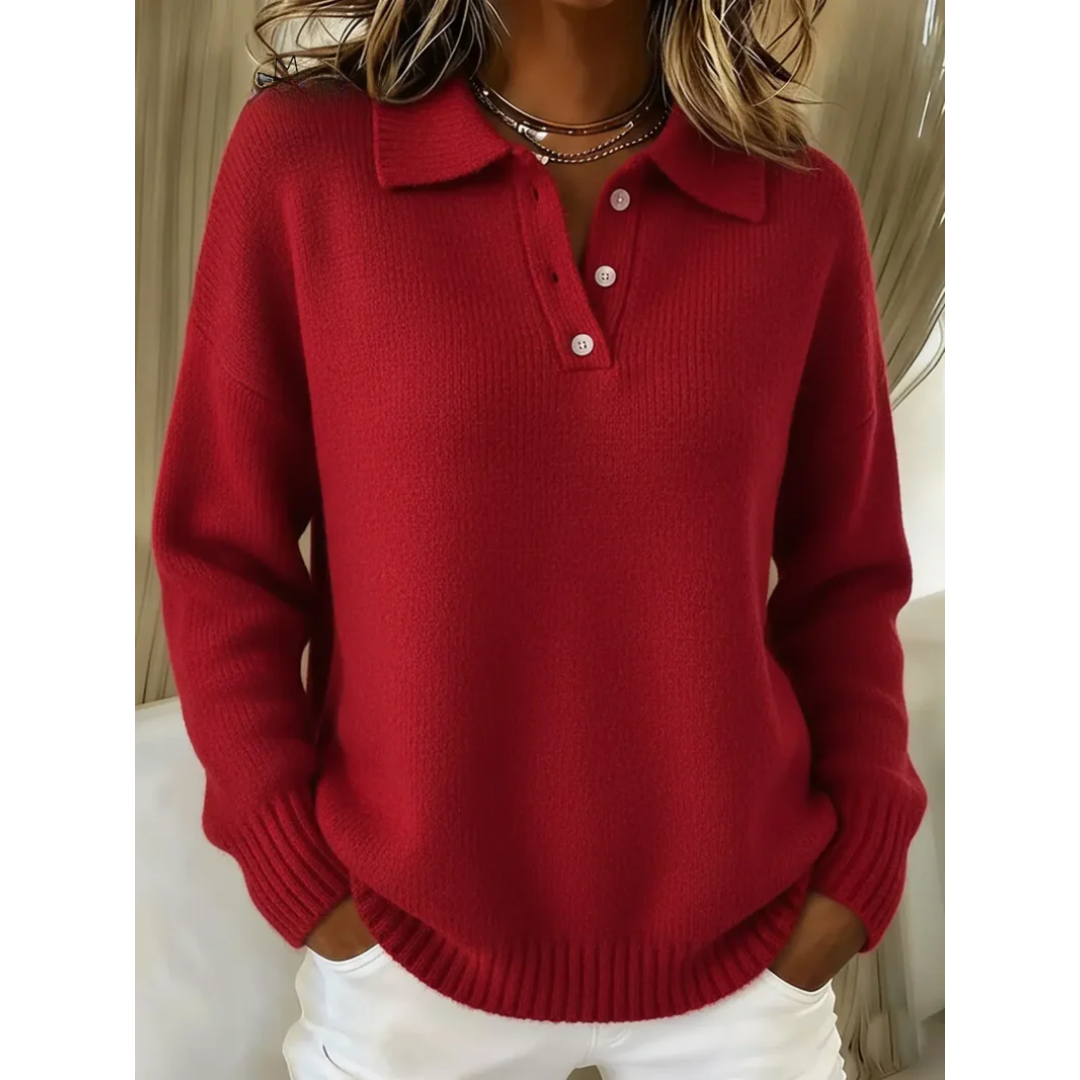 Lässiger Strickpullover mit klassischem Polokragen – Produktansicht 5