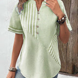 Gestreifte Bluse mit weitem Schnitt und Knopfleiste – Produktansicht 9