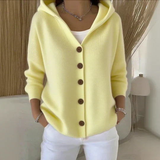 Elegante Strickjacke mit Kapuze und Knopfleiste – Produktansicht 5