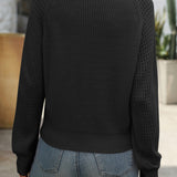 Eleganter Pullover mit V-Ausschnitt und Lochstrick-Ärmeln – Produktansicht 5