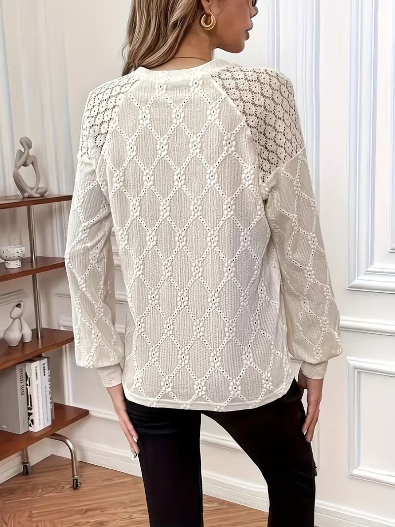 Bluse mit Rundhalsausschnitt und langen Ärmeln – Produktansicht 7