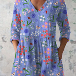 Lockere Bluse in langer Form mit Statement-Muster – Produktansicht 2