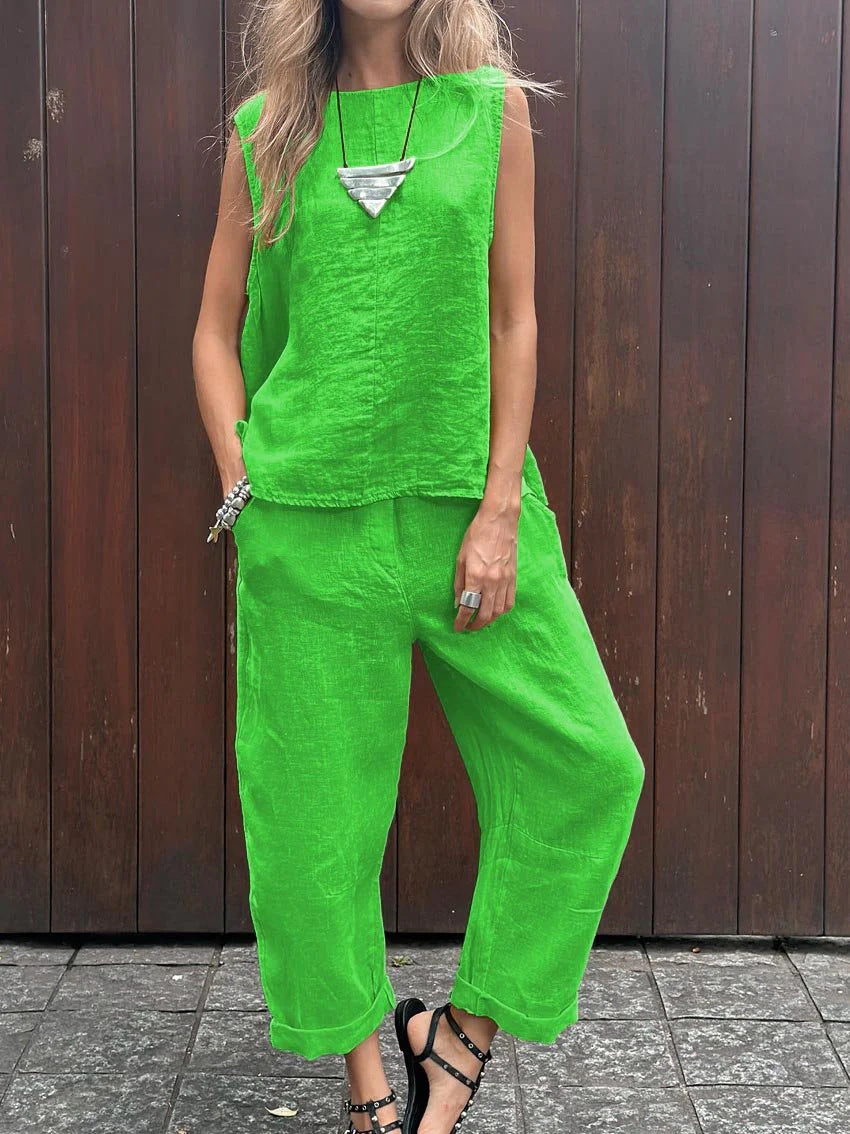 Elegantes zweiteiliges Ensemble in ärmelloser Form – Produktansicht 6