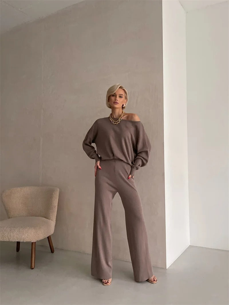 Elegantes Set aus Oberteil und Hose im schulterfreien Schnitt – Produktansicht 6