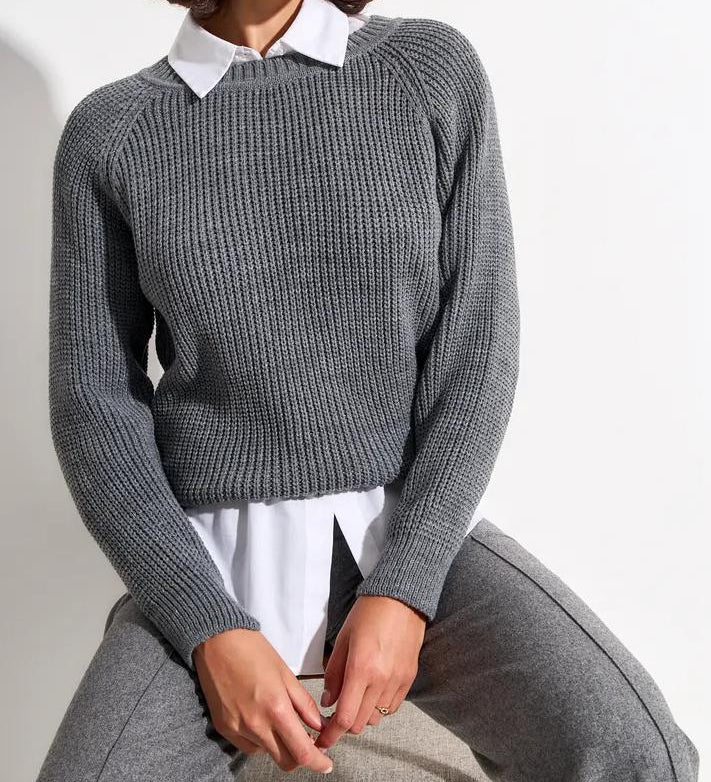 Unifarbener Grobstrick-Pullover in bequemer Passform – Produktansicht 14