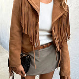 Wildlederjacke mit Reverskragen und Fransen – Produktansicht 1
