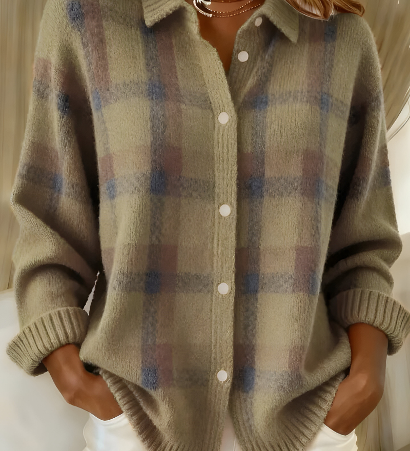 Weicher Cardigan mit elegantem Karomuster – Produktansicht 5