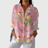 Farbenfrohe, leichte Bluse mit Druckdesign mit Blumenmuster – Produktansicht 1