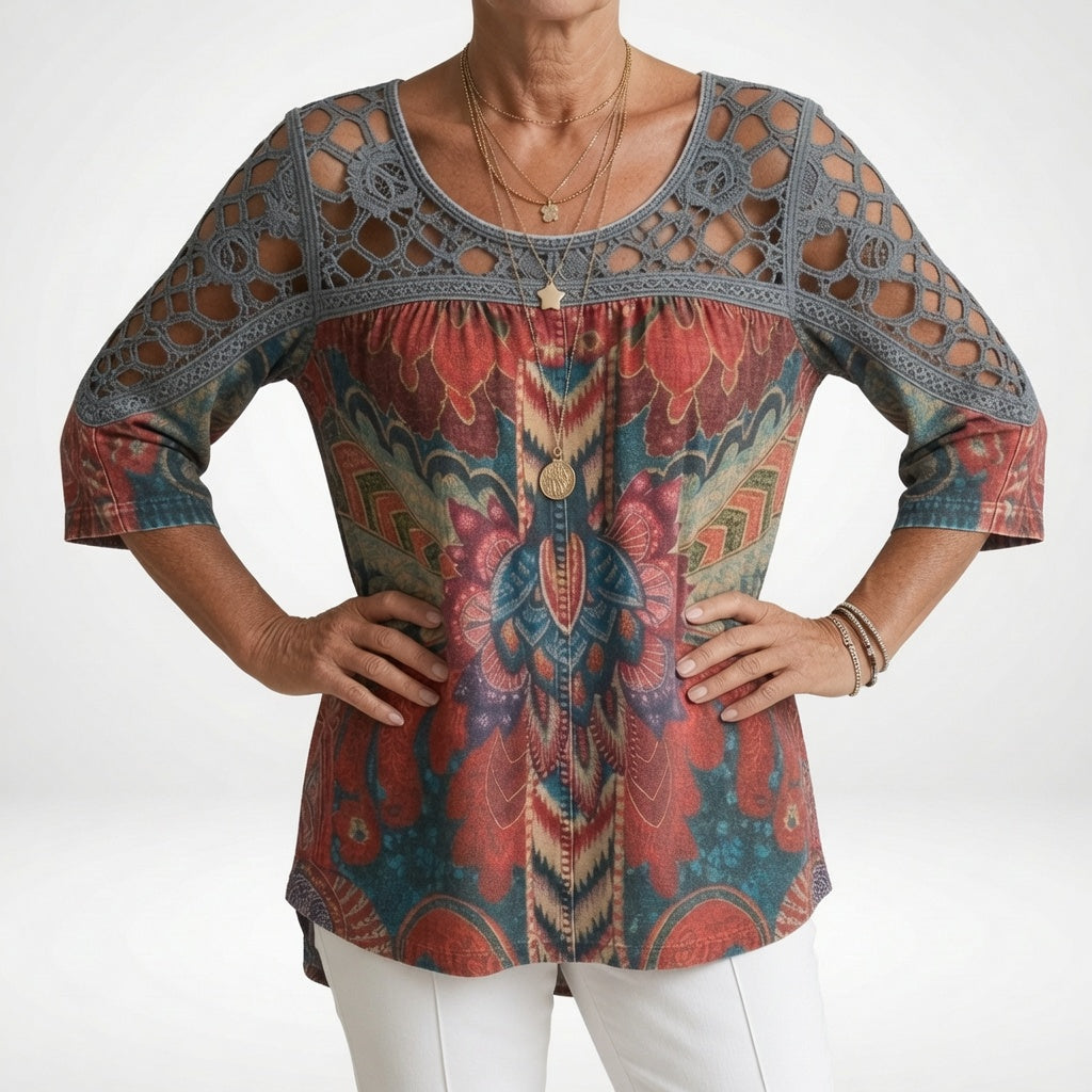 Lockere Bluse mit ethnischem Muster – Produktansicht 5