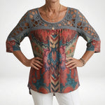Lockere Bluse mit ethnischem Muster – Produktansicht 5