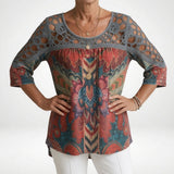 Lockere Bluse mit ethnischem Muster – Produktansicht 5