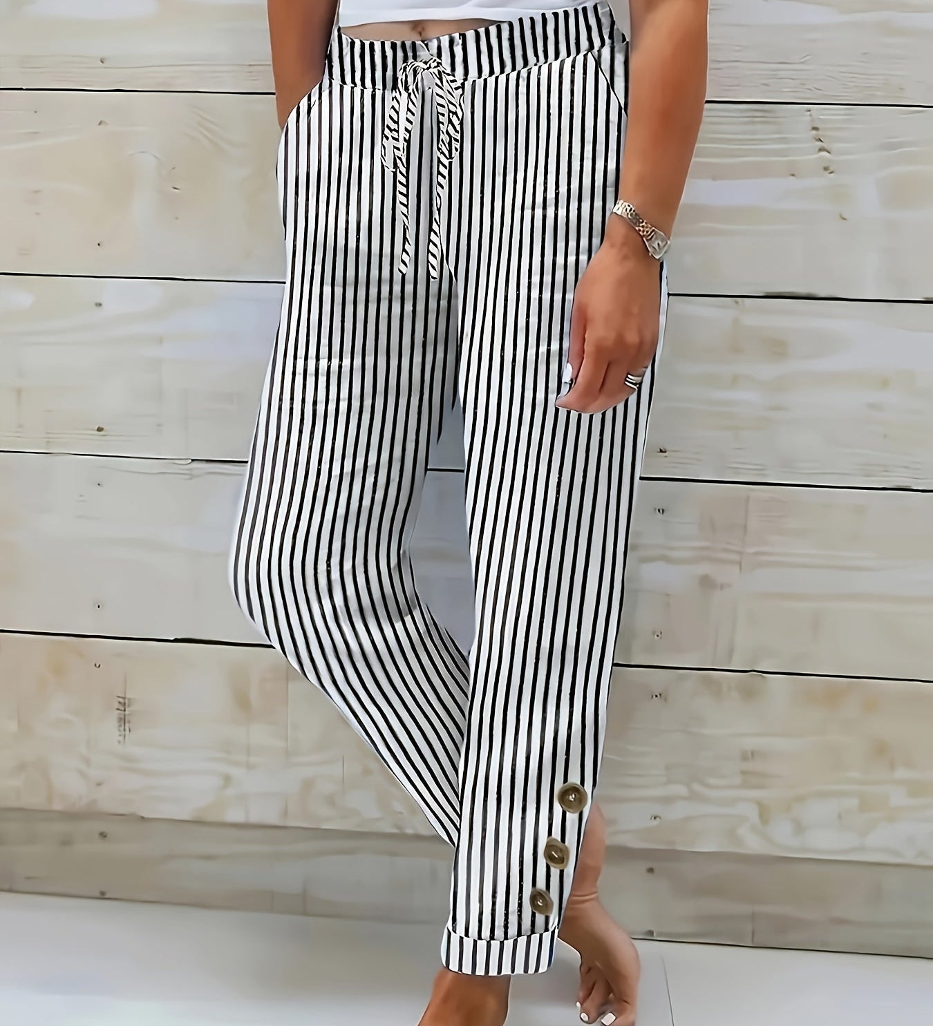 Bequeme Streifenhose für entspannte Looks – Produktansicht 2
