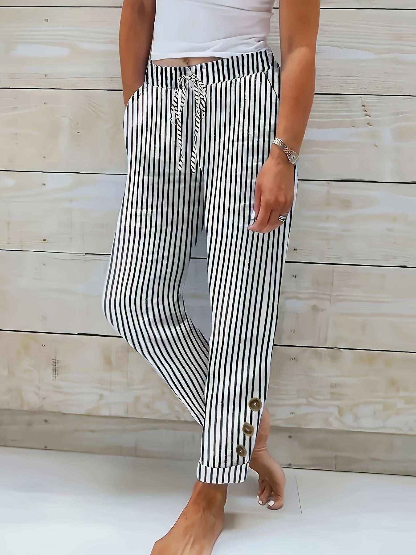 Bequeme Streifenhose für entspannte Looks – Produktansicht 2