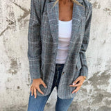 Oversize-Jacke mit kariertem Reverskragen und Knöpfen – Produktansicht 2