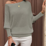 Eleganter schulterfreier Pullover mit Ballonärmeln – Produktansicht 7