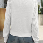 Eleganter Pullover mit V-Ausschnitt und Lochstrick-Ärmeln – Produktansicht 4