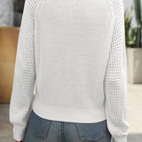 Eleganter Pullover mit V-Ausschnitt und Lochstrick-Ärmeln – Produktansicht 4
