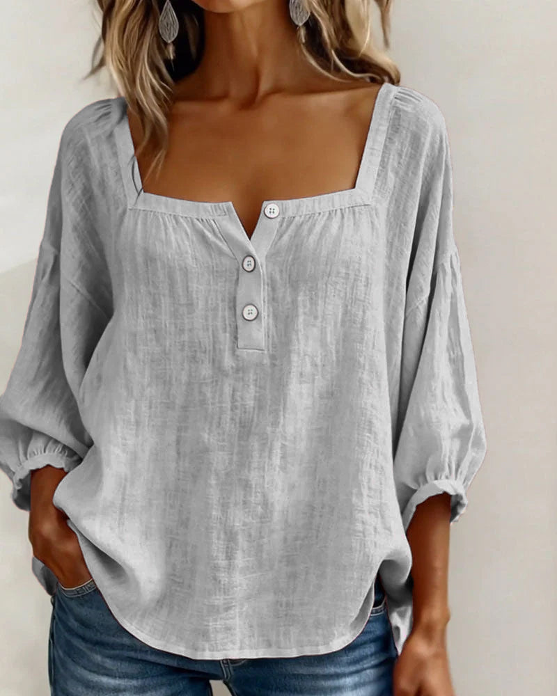 Bluse mit quadratischem Ausschnitt und 3/4-Ärmeln – Produktansicht 6